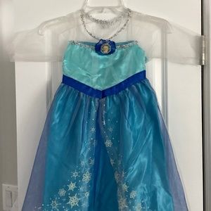 Disney Frozen Elsa Costume Size 4 - 6x Sparkle Snowflakes Halloween Princess